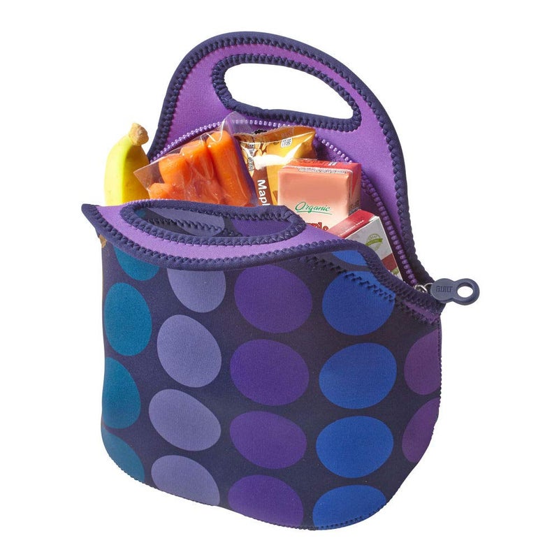 BUILT Gourmet Getaway Soft Neoprene Lunch Tote, Lightweight, Insulated, and Reusable, One Size, Plum Dots - Image 4